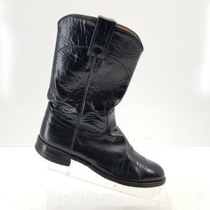 Justin Womens Size 7 A BLACK Leather Western Cowboy Boots L3703